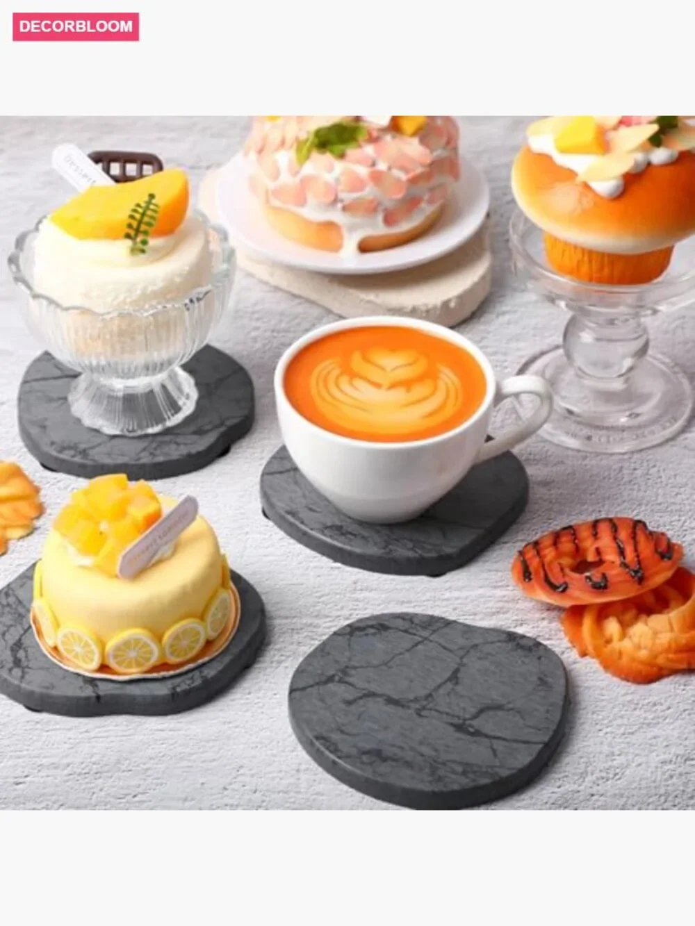 Set of 4 Diatomaceous Earth Absorbent Coasters Instant Dry Stone Drink Coasters